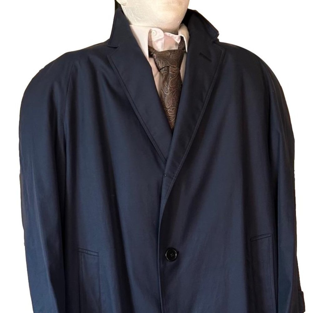 Aquascutum 1960s Aqua 5 Regent St. London Size L Navy Single-Breasted Rain Coat